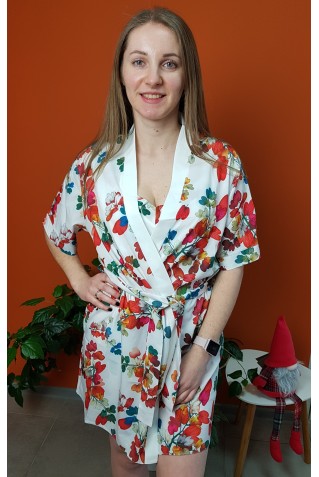 Сатиновий комплект халат+костюм Arco Iris 1680 білий